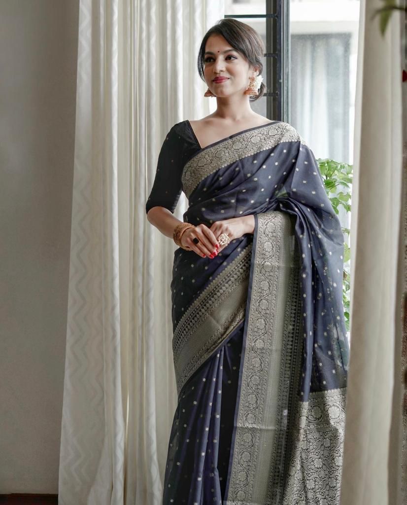 Royal Gray Soft Silk Saree